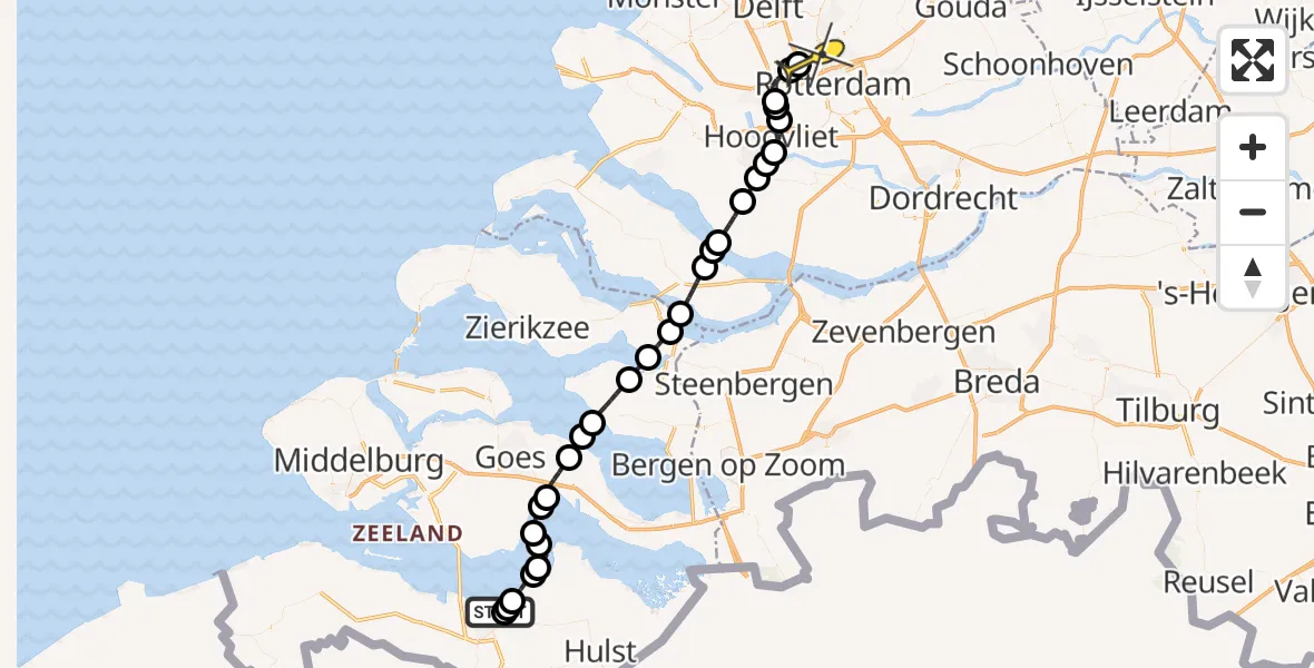 Routekaart van de vlucht: Lifeliner 2 naar Rotterdam The Hague Airport