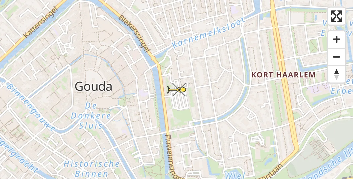 Routekaart van de vlucht: Traumahelikopter naar Gouda