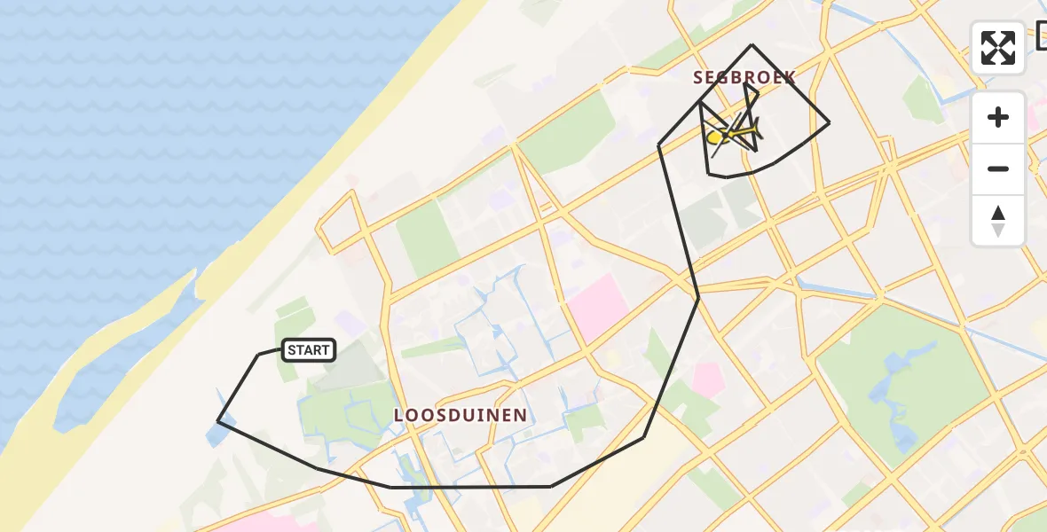 Vluchtroute Politiehelikopter van Den Haag naar Den Haag