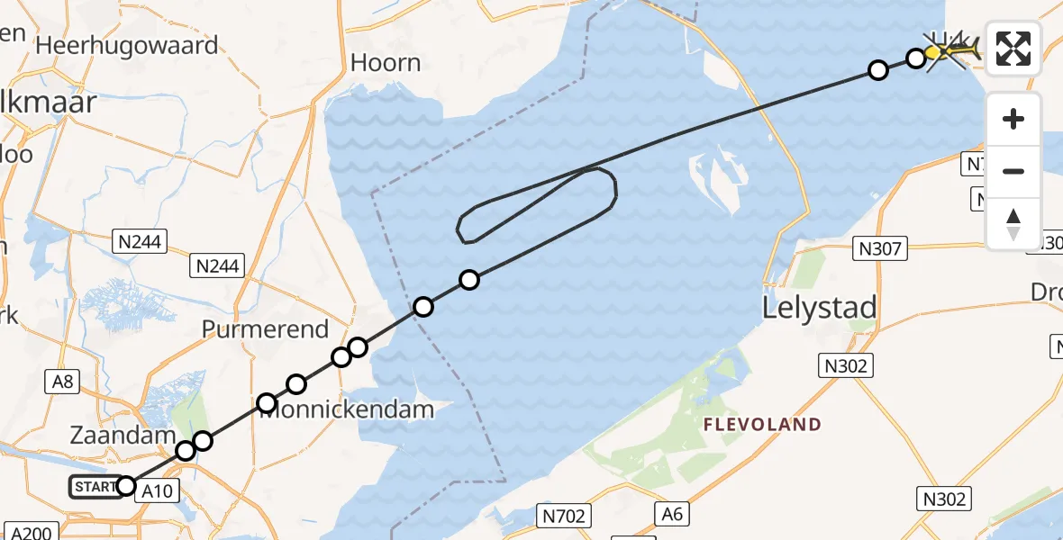 Routekaart van de vlucht: Lifeliner 1 naar Urk