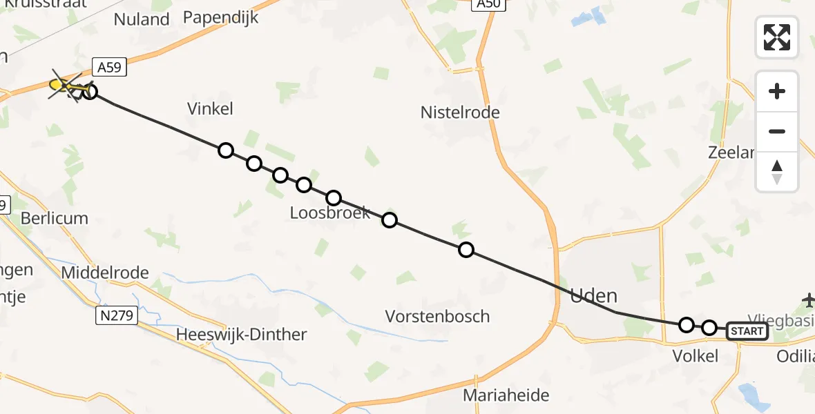 Routekaart van de vlucht: Lifeliner 3 naar Rosmalen