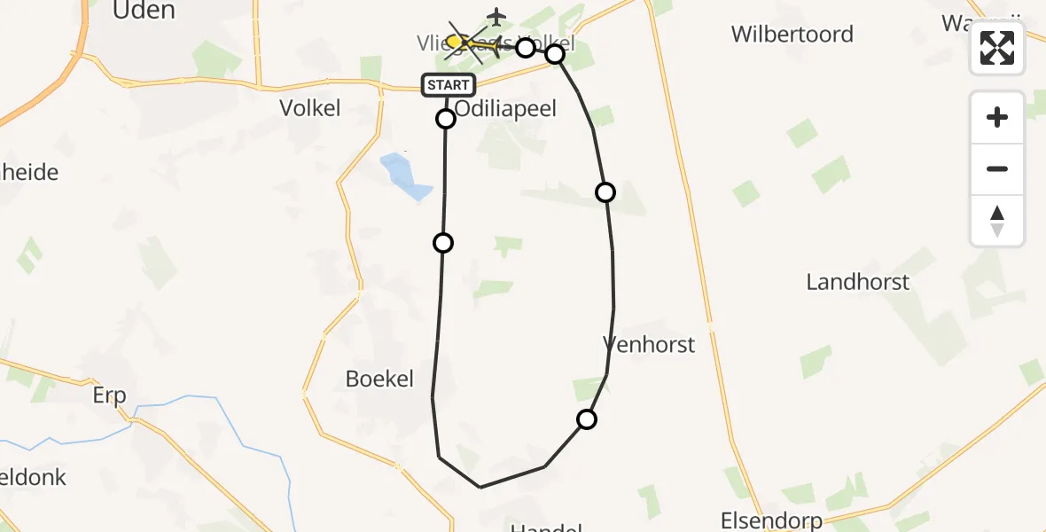 Routekaart van de vlucht: Lifeliner 3 naar Vliegbasis Volkel