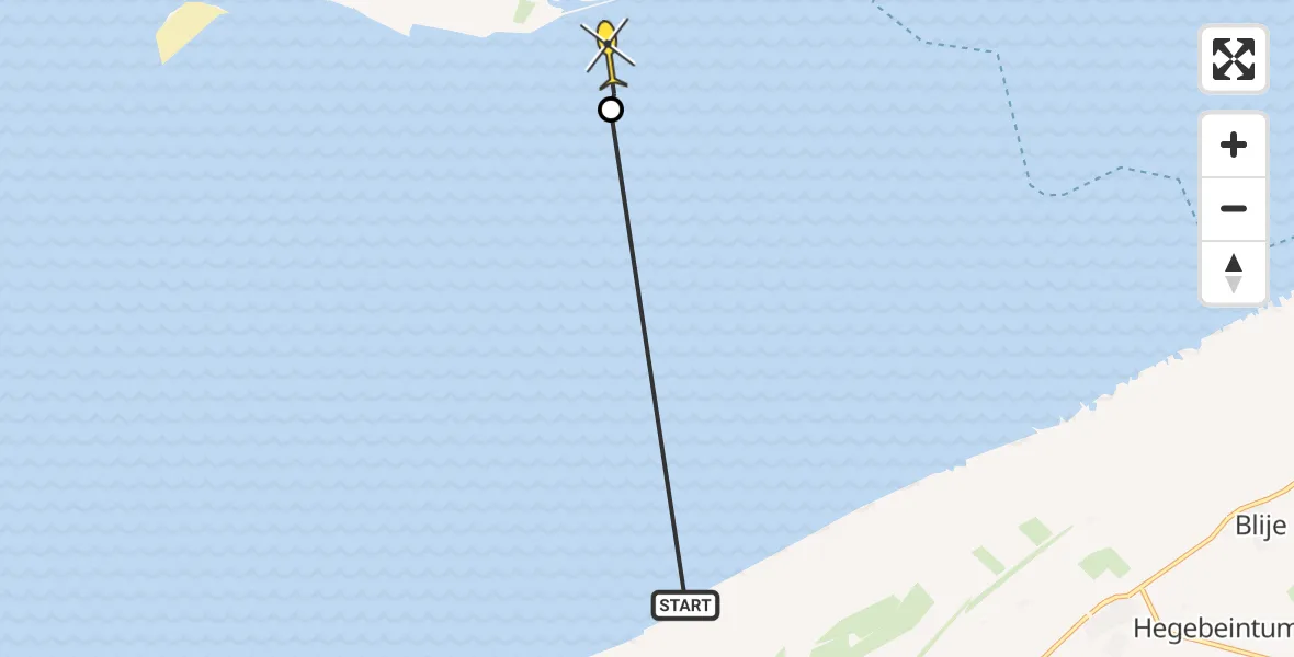 Routekaart van de vlucht: Ambulancehelikopter naar Ballum