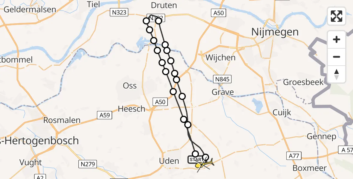 Routekaart van de vlucht: Lifeliner 3 naar Vliegbasis Volkel