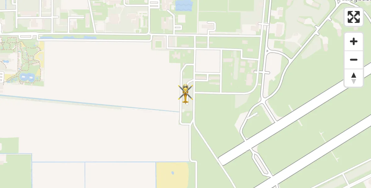 Vluchtroute Traumahelikopter van Vliegbasis Volkel naar Vliegbasis Volkel