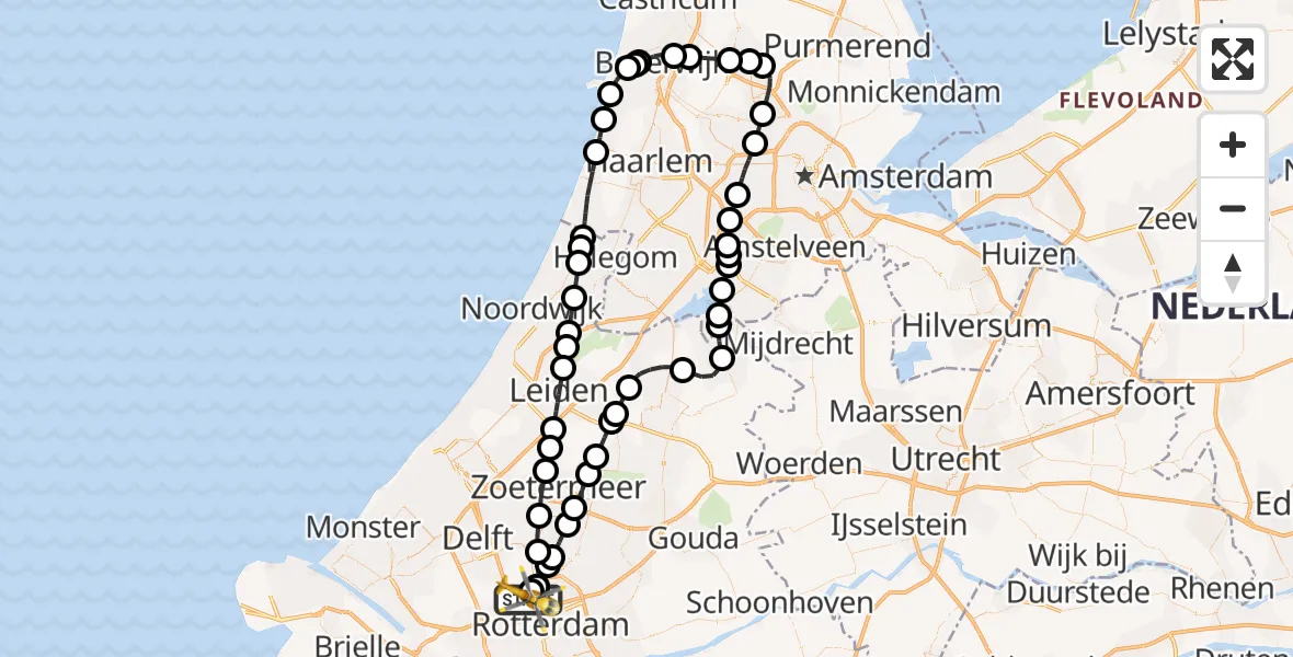 Vluchtroute Traumahelikopter Rotterdam The Hague Airport - Rotterdam The Hague Airport, 26 december 2023, 11:46