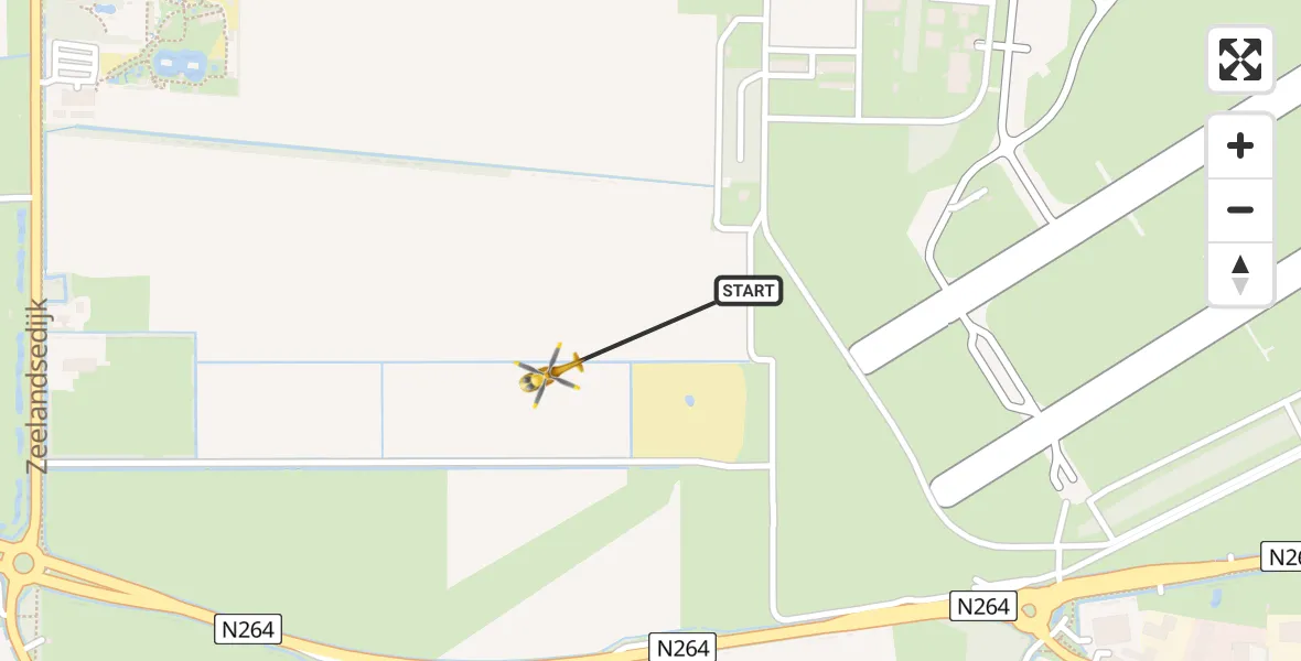 Vluchtroute Traumahelikopter van Vliegbasis Volkel naar Vliegbasis Volkel