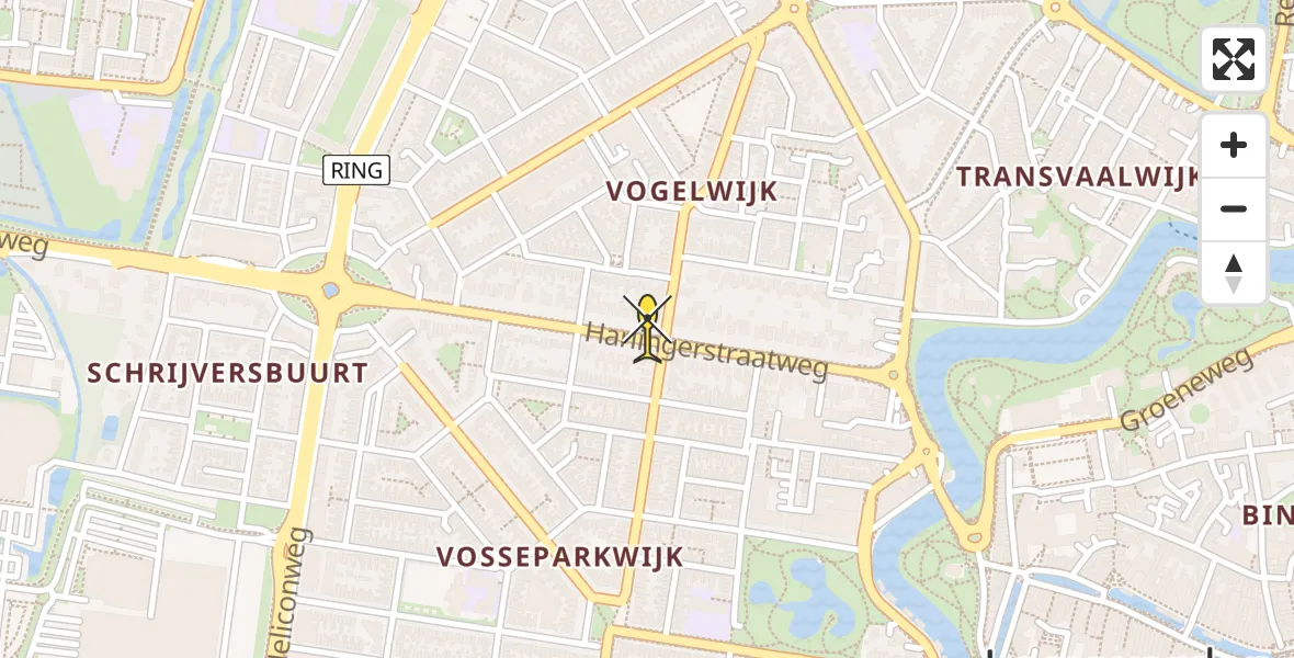 Vluchtroute Ambulancehelikopter van Leeuwarden naar Leeuwarden