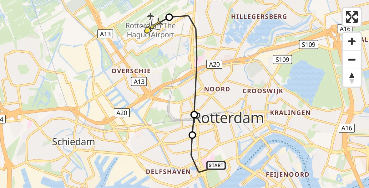 Routekaart van de vlucht: Lifeliner 2 naar Rotterdam The Hague Airport