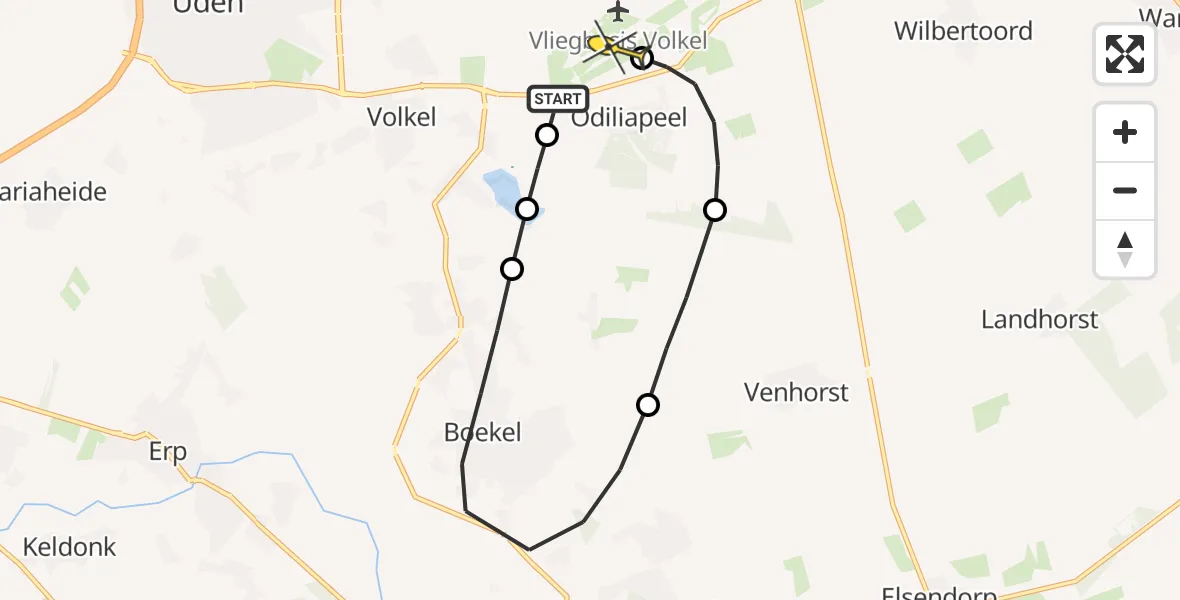 Routekaart van de vlucht: Lifeliner 3 naar Vliegbasis Volkel