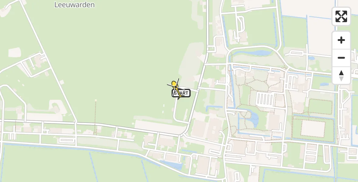 Vluchtroute Ambulancehelikopter van Vliegbasis Leeuwarden naar Vliegbasis Leeuwarden