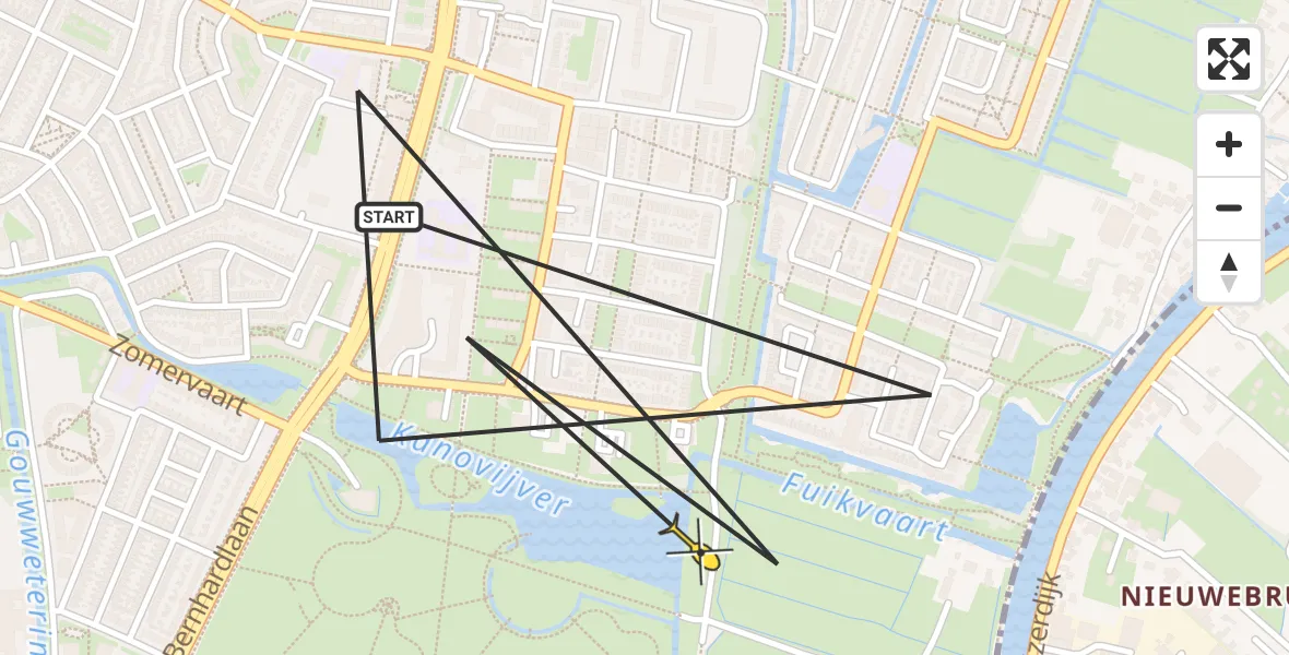 Routekaart van de vlucht: Politiehelikopter naar Haarlem