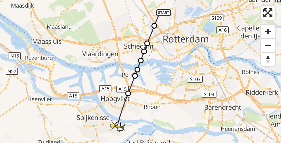 Routekaart van de vlucht: Lifeliner 2 naar Spijkenisse