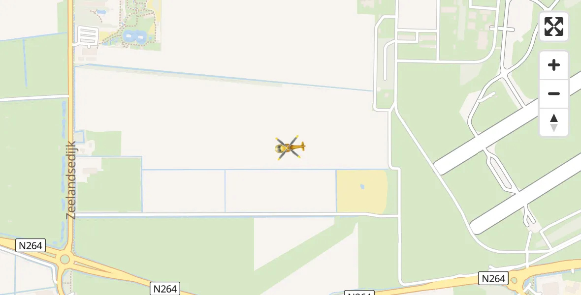 Vluchtroute Traumahelikopter van Vliegbasis Volkel naar Vliegbasis Volkel