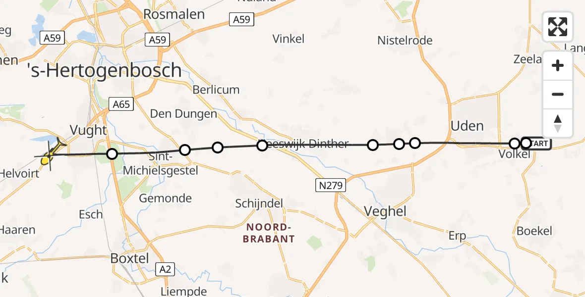 Routekaart van de vlucht: Lifeliner 3 naar Vught