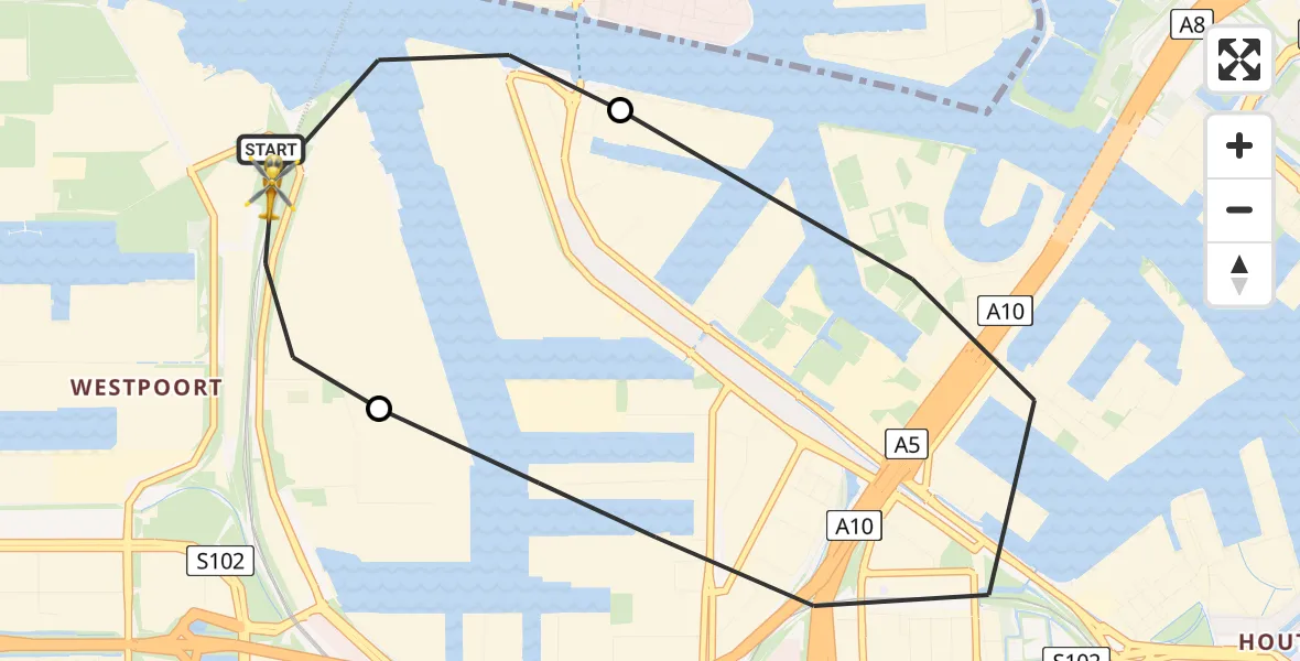 Vluchtroute Traumahelikopter Amsterdam Heliport - Amsterdam Heliport, 26 december 2023, 20:06