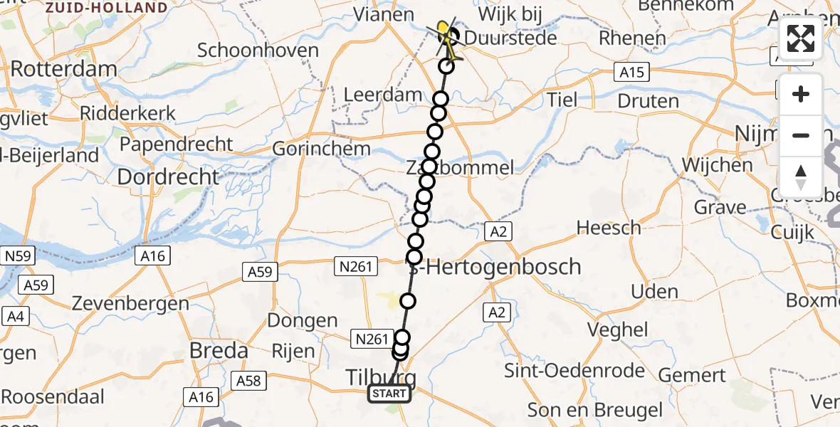 Routekaart van de vlucht: Lifeliner 3 naar Culemborg