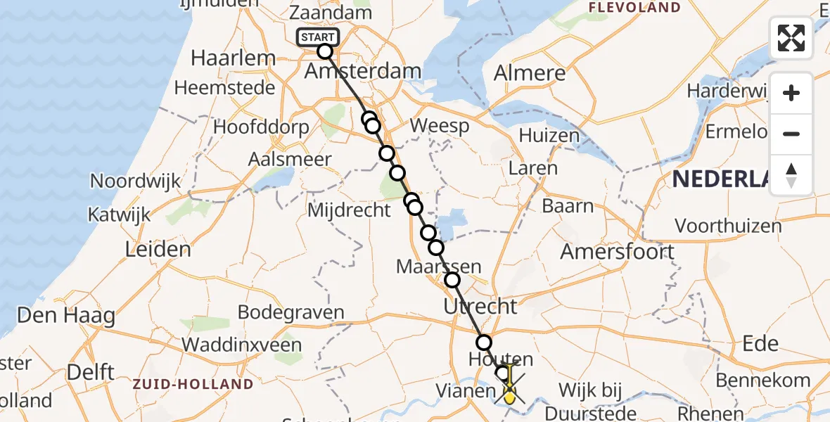 Routekaart van de vlucht: Lifeliner 1 naar Schalkwijk