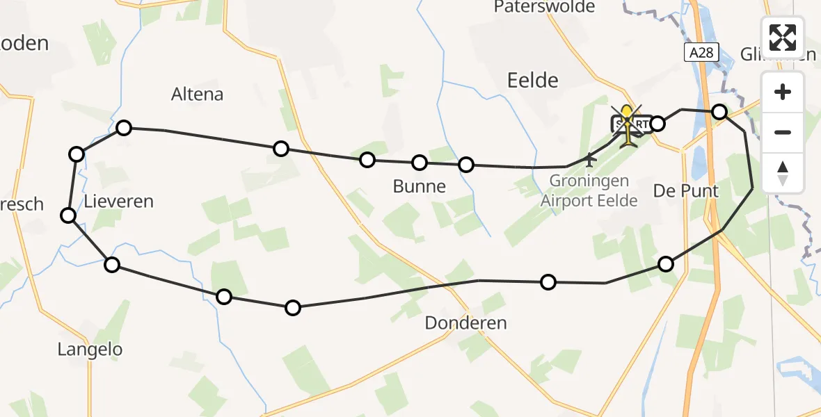 Routekaart van de vlucht: Lifeliner 4 naar Groningen Airport Eelde