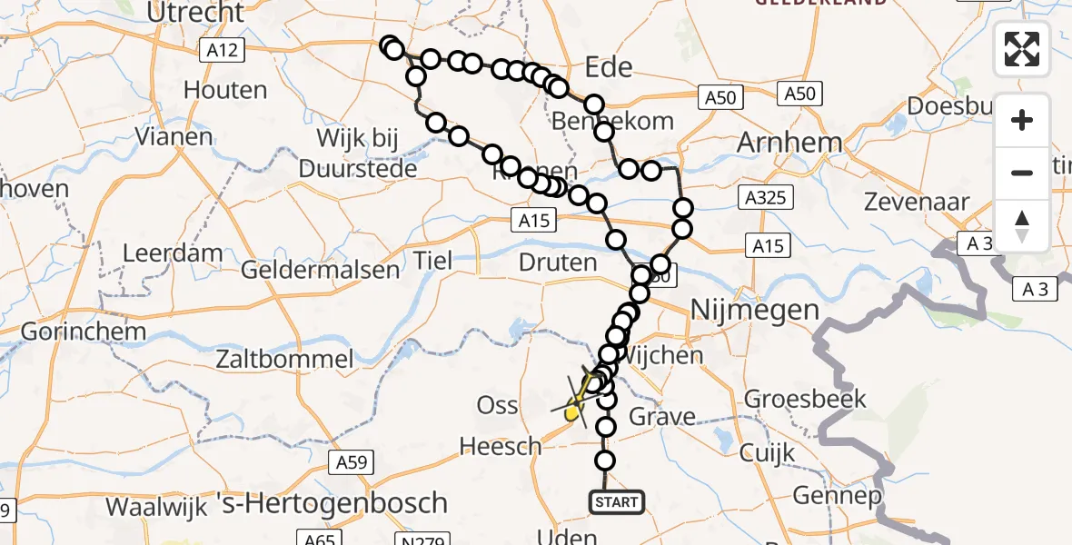 Routekaart van de vlucht: Lifeliner 3 naar Herpen