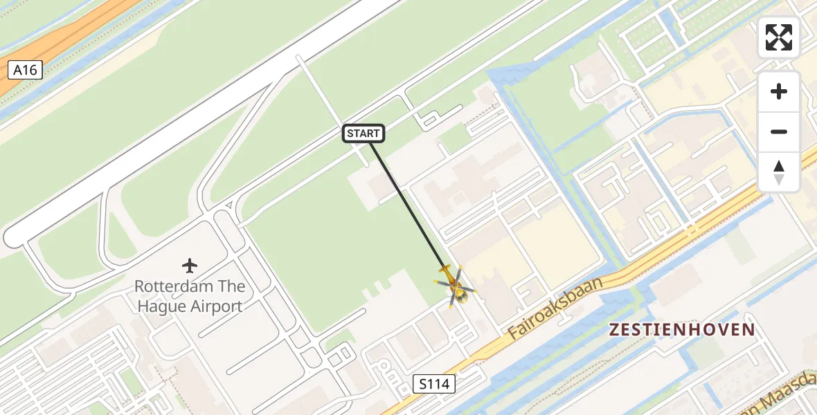 Vluchtroute Traumahelikopter Rotterdam The Hague Airport - Rotterdam The Hague Airport, 27 december 2023, 10:21