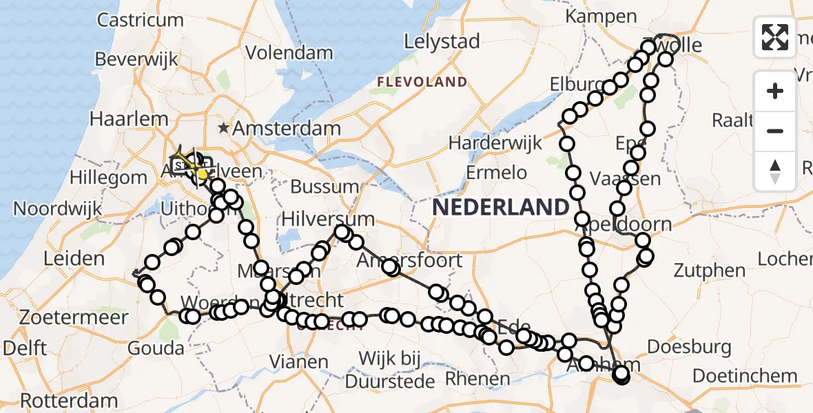 Vluchtroute Politiehelikopter van Schiphol naar Schiphol