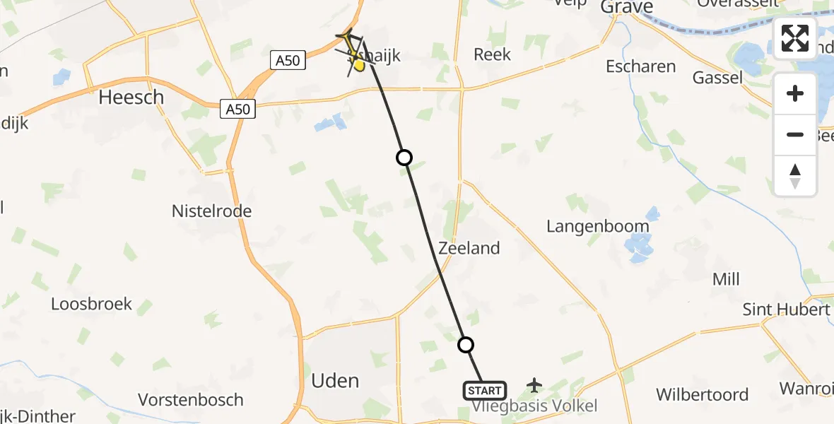 Routekaart van de vlucht: Lifeliner 3 naar Schaijk