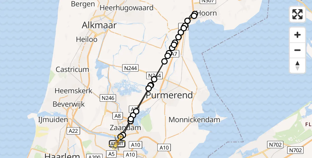 Vluchtroute Traumahelikopter Amsterdam Heliport - Amsterdam Heliport, 27 december 2023, 16:20