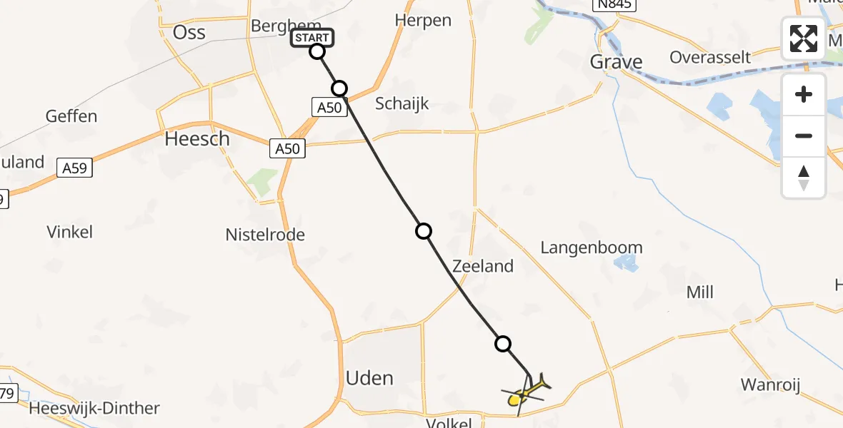 Routekaart van de vlucht: Lifeliner 3 naar Vliegbasis Volkel