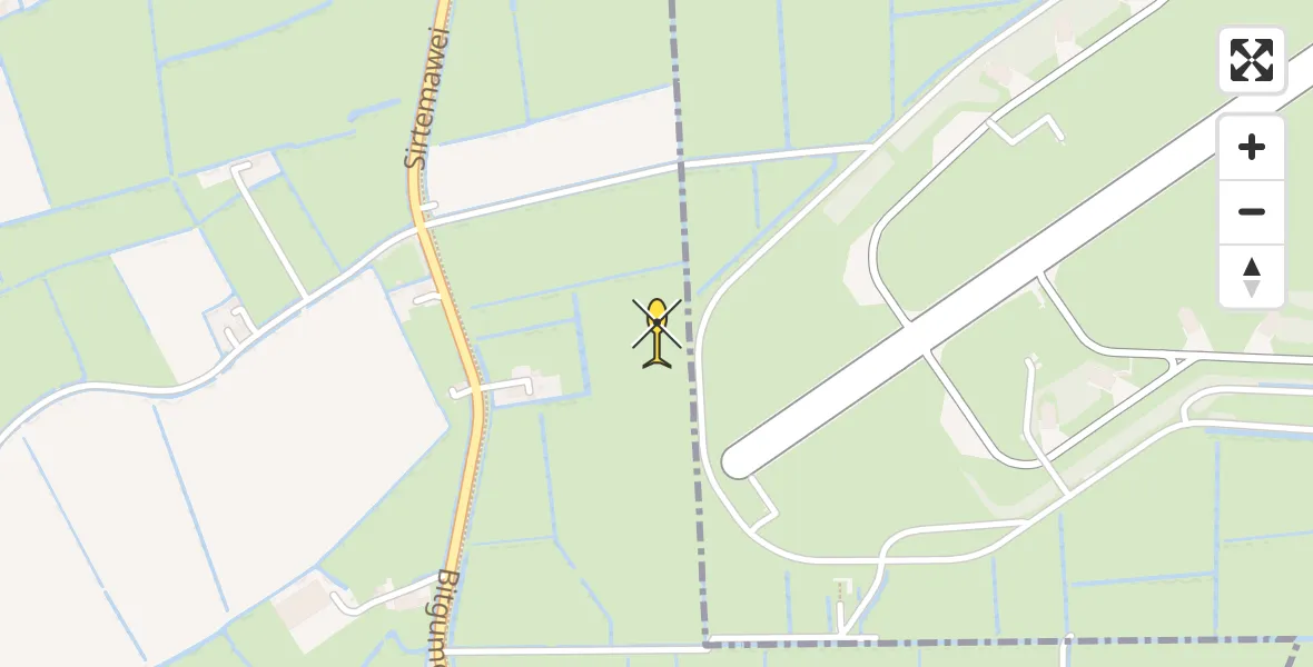 Vluchtroute Ambulancehelikopter van Marsum naar Marsum
