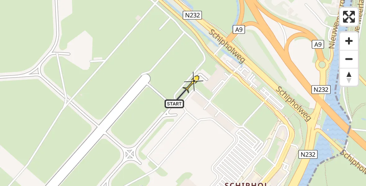 Vluchtroute Politiehelikopter van Schiphol naar Schiphol