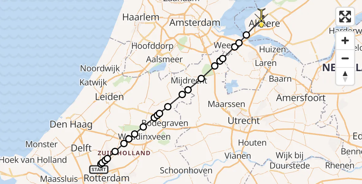 Routekaart van de vlucht: Lifeliner 2 naar Almere