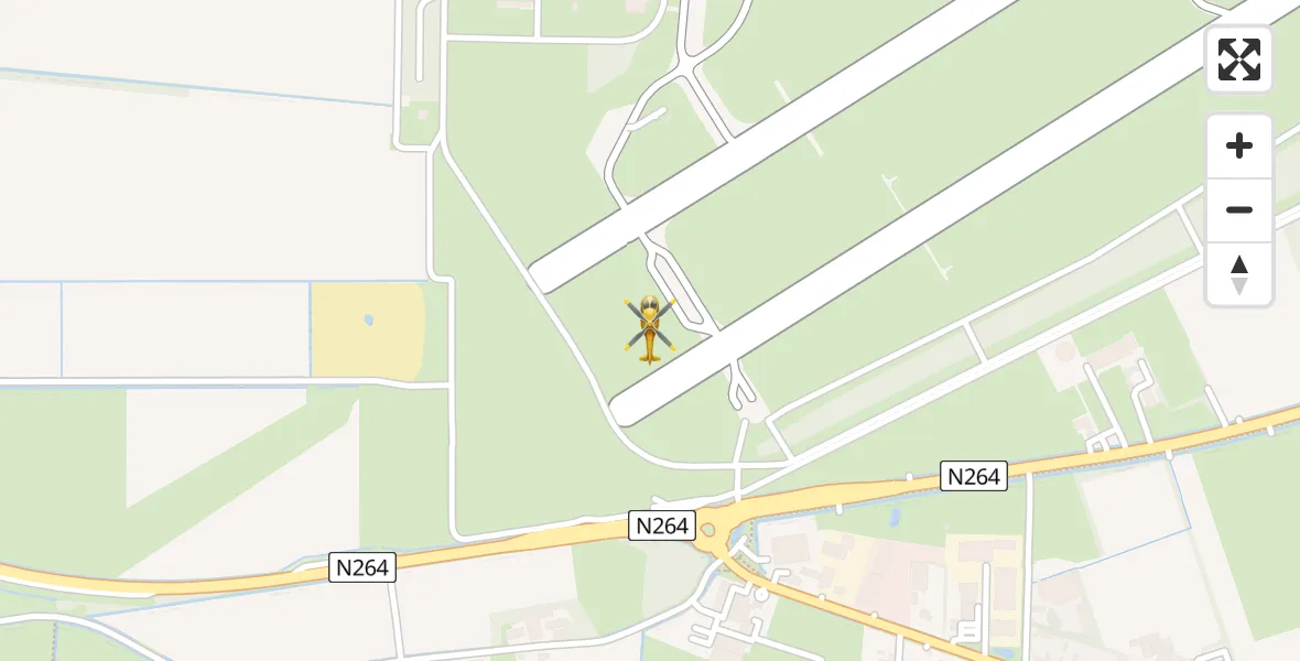 Vluchtroute Traumahelikopter van Vliegbasis Volkel naar Vliegbasis Volkel