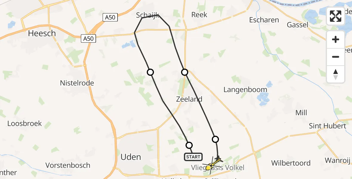 Routekaart van de vlucht: Lifeliner 3 naar Vliegbasis Volkel