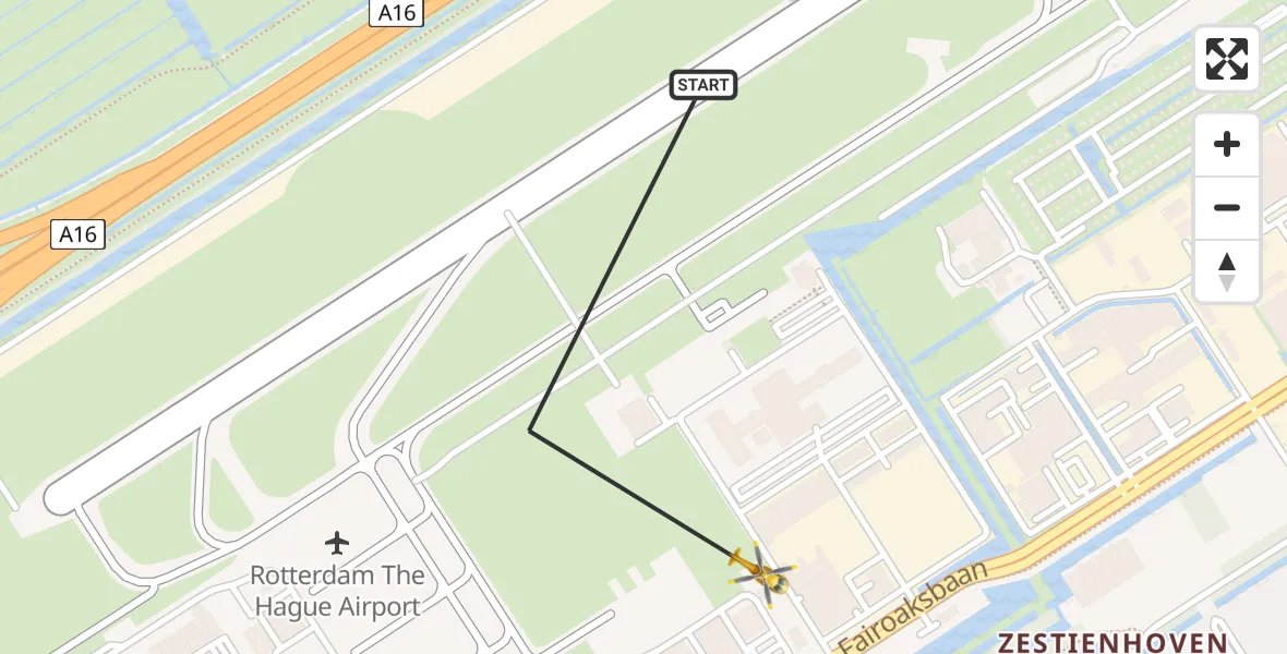 Vluchtroute Traumahelikopter Rotterdam The Hague Airport - Rotterdam The Hague Airport, 28 december 2023, 07:02