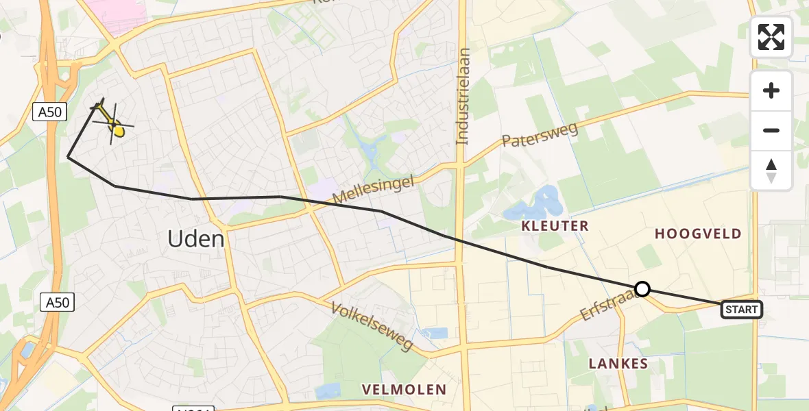 Routekaart van de vlucht: Lifeliner 3 naar Uden