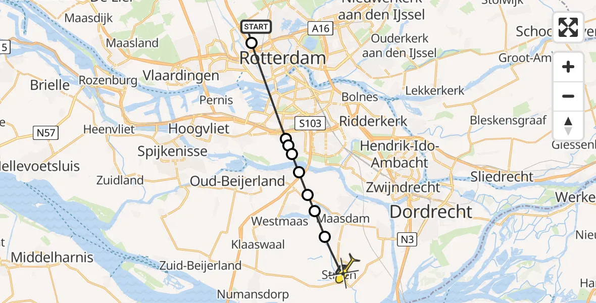 Routekaart van de vlucht: Lifeliner 2 naar Strijen