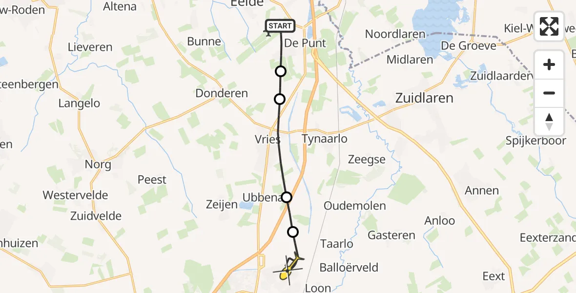 Routekaart van de vlucht: Lifeliner 4 naar Assen