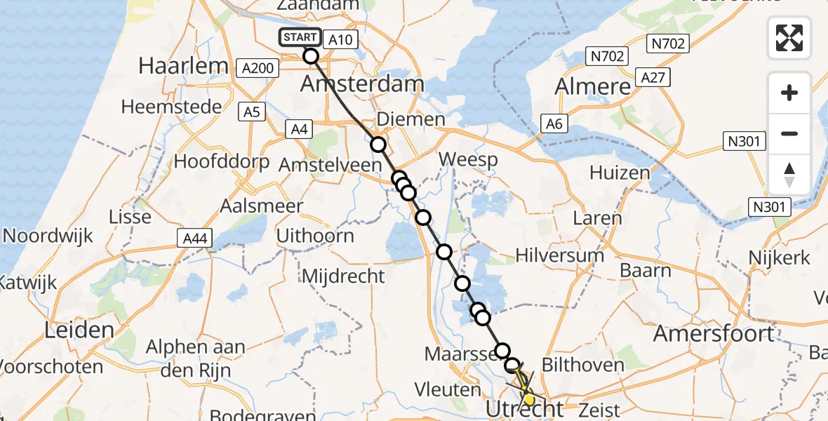 Routekaart van de vlucht: Lifeliner 1 naar Utrecht