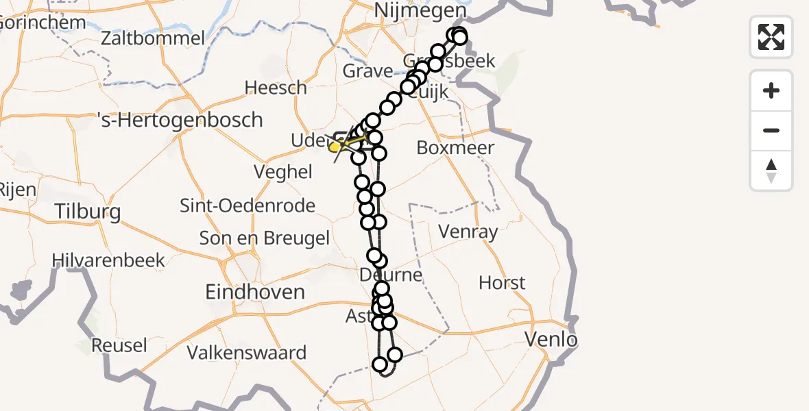 Routekaart van de vlucht: Lifeliner 3 naar Vliegbasis Volkel