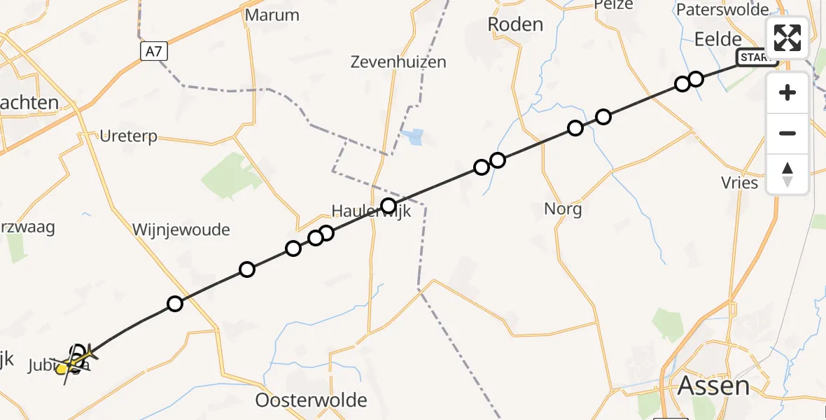 Routekaart van de vlucht: Lifeliner 4 naar Jubbega