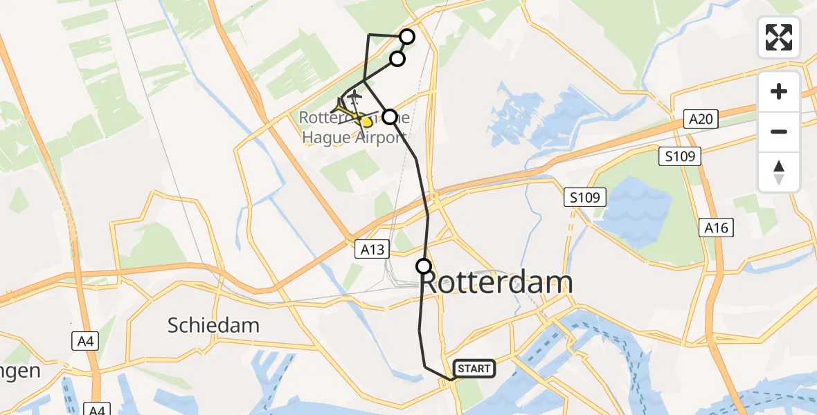 Routekaart van de vlucht: Lifeliner 2 naar Rotterdam The Hague Airport