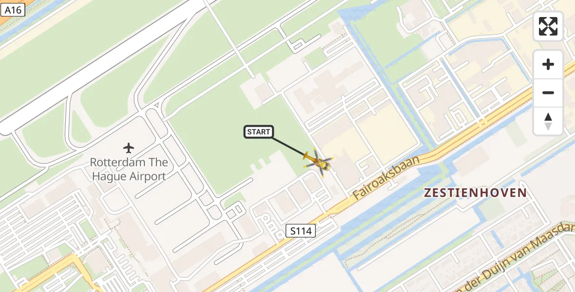 Vluchtroute Traumahelikopter Rotterdam The Hague Airport - Rotterdam The Hague Airport, 28 december 2023, 16:01