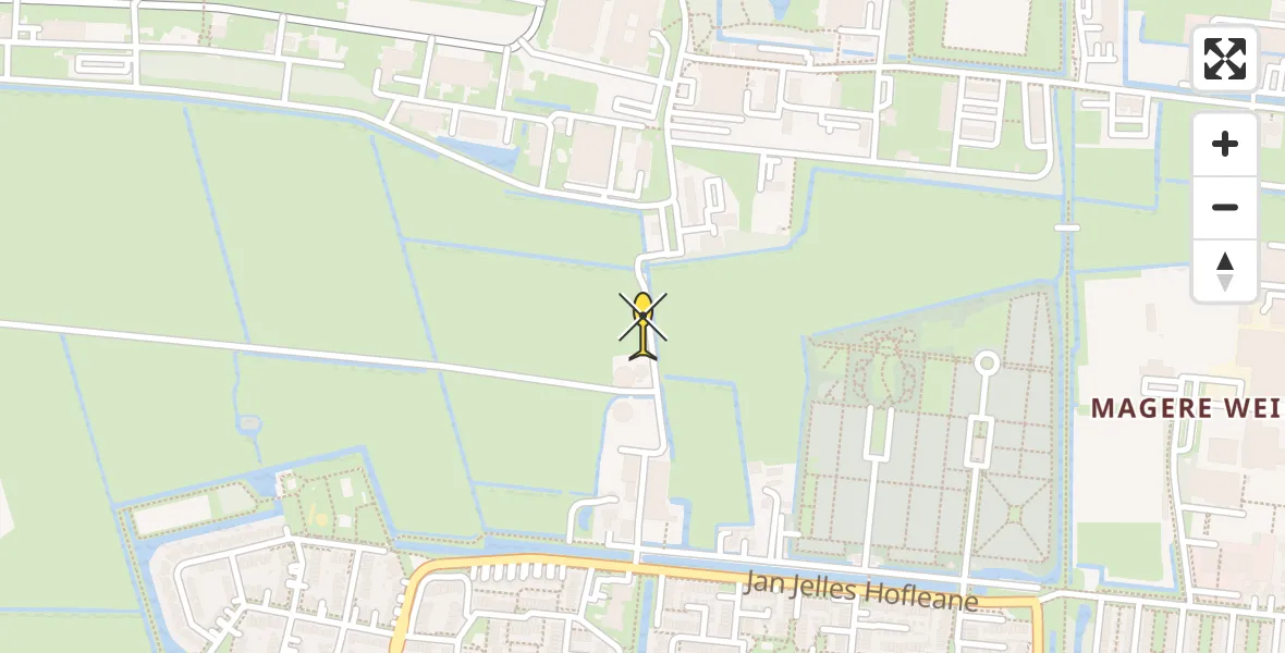 Vluchtroute Ambulancehelikopter van Vliegbasis Leeuwarden naar Vliegbasis Leeuwarden