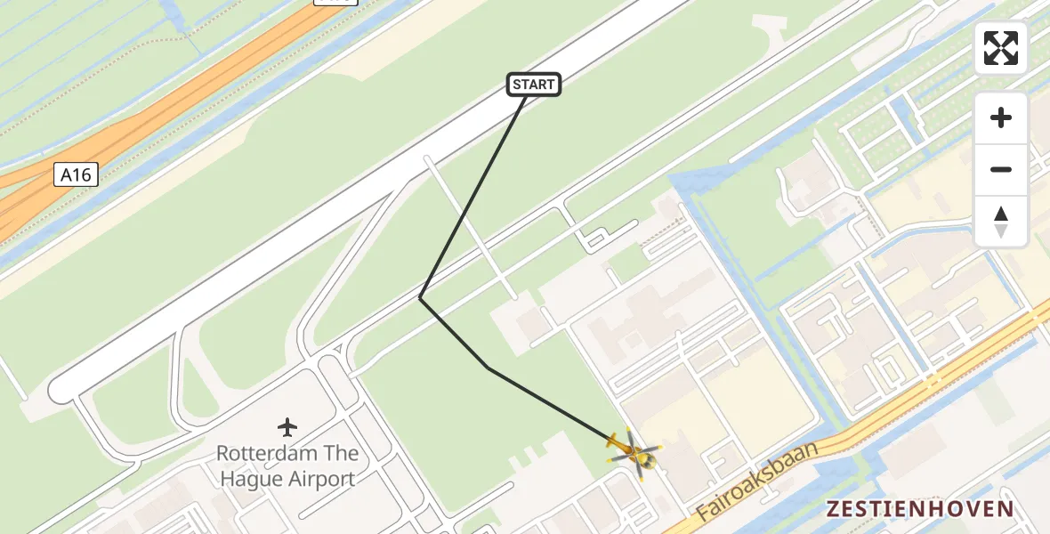 Vluchtroute Traumahelikopter Rotterdam The Hague Airport - Rotterdam The Hague Airport, 28 december 2023, 16:27
