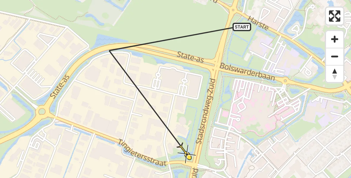 Routekaart van de vlucht: Ambulancehelikopter naar Sneek