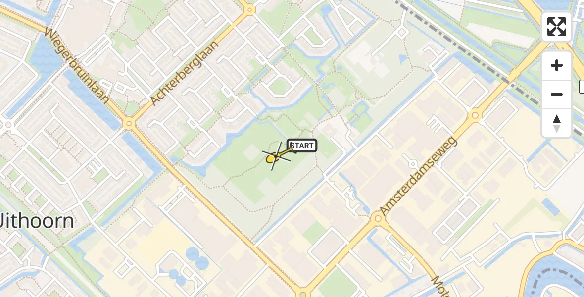 Routekaart van de vlucht: Traumahelikopter naar Uithoorn