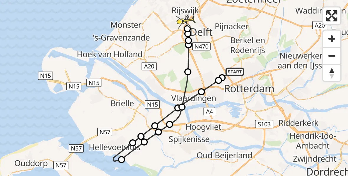 Routekaart van de vlucht: Lifeliner 2 naar Rijswijk