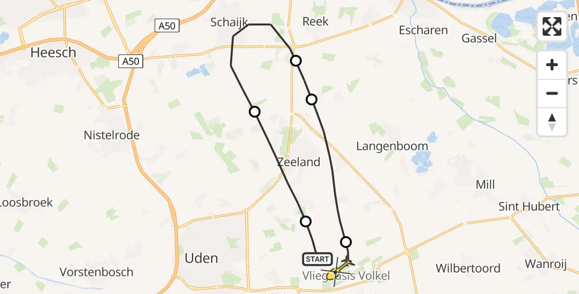 Routekaart van de vlucht: Lifeliner 3 naar Vliegbasis Volkel