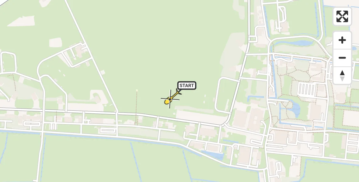 Vluchtroute Ambulancehelikopter van Vliegbasis Leeuwarden naar Vliegbasis Leeuwarden